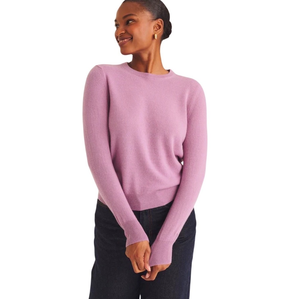 Everlane Cashmere Crew Sweater XXS Pink Mauve Lightweight Knit Minimal Classic